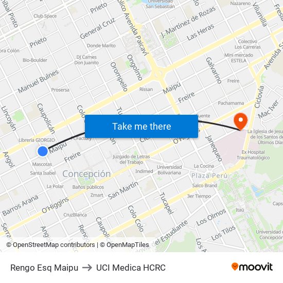 Rengo Esq Maipu to UCI Medica HCRC map