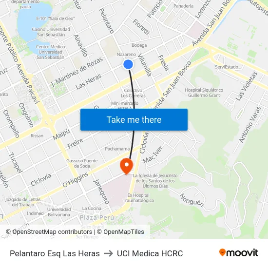 Pelantaro Esq Las Heras to UCI Medica HCRC map