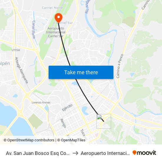 Av. San Juan Bosco Esq Colegio Salesiano Concepcion to Aeropuerto Internacional Carriel Sur - CCP map