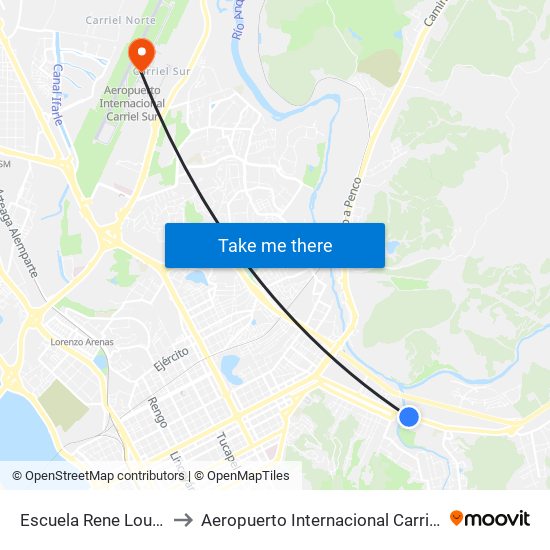 Escuela Rene Loubel Bert to Aeropuerto Internacional Carriel Sur - CCP map