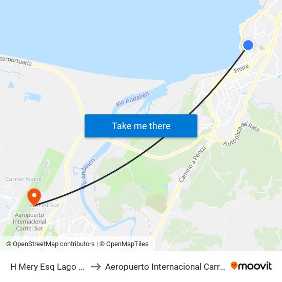 H Mery Esq Lago Rupanco to Aeropuerto Internacional Carriel Sur - CCP map