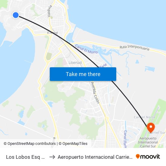 Los Lobos Esq El Jurel to Aeropuerto Internacional Carriel Sur - CCP map