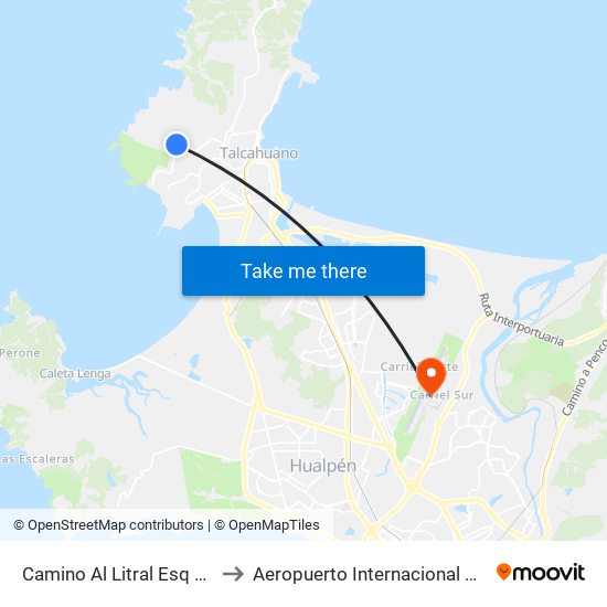 Camino Al Litral Esq Bahia Inglesa to Aeropuerto Internacional Carriel Sur - CCP map