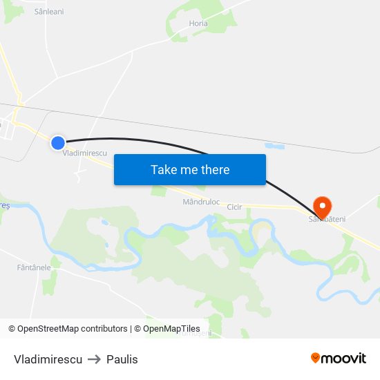 Vladimirescu to Paulis map