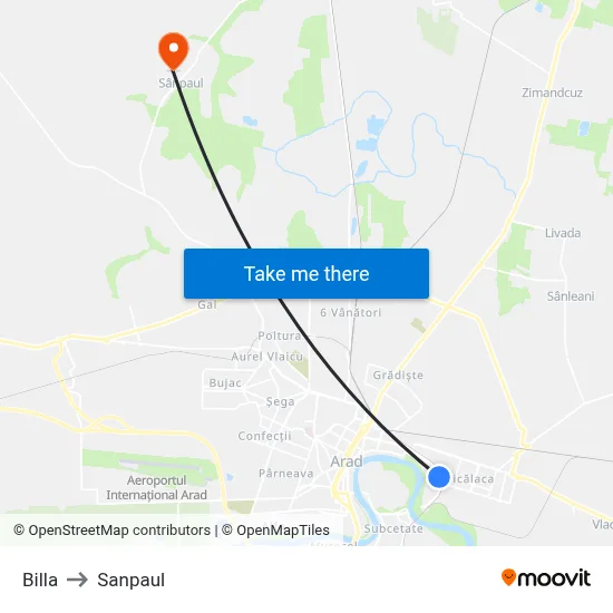 Billa to Sanpaul map