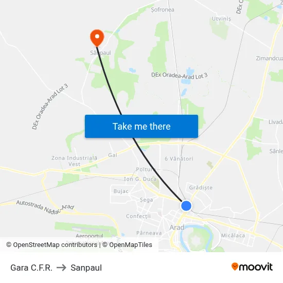 Gara C.F.R. to Sanpaul map