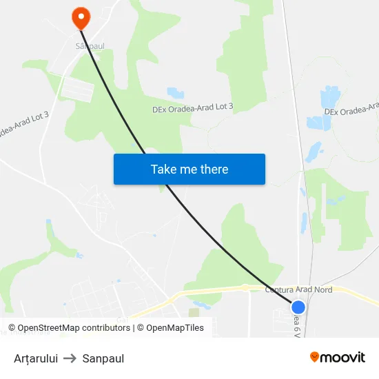Arțarului to Sanpaul map