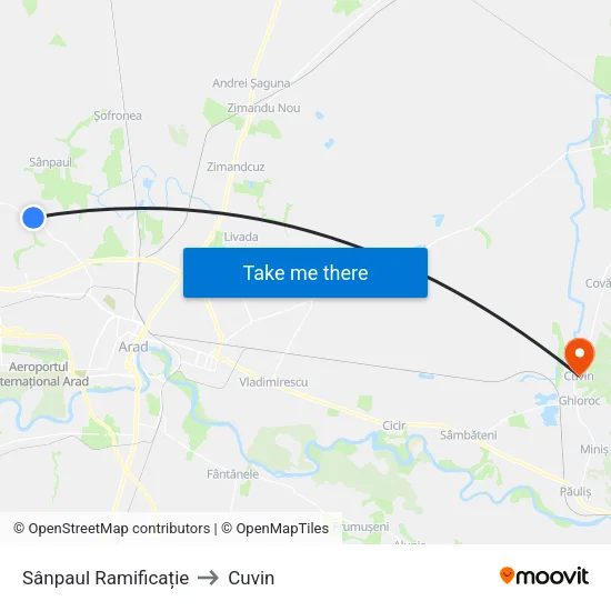 Westfield to Cuvin map