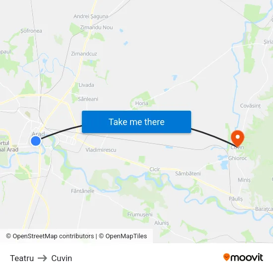 Teatru to Cuvin map