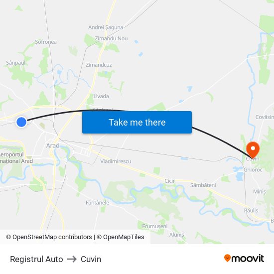 Registrul Auto to Cuvin map