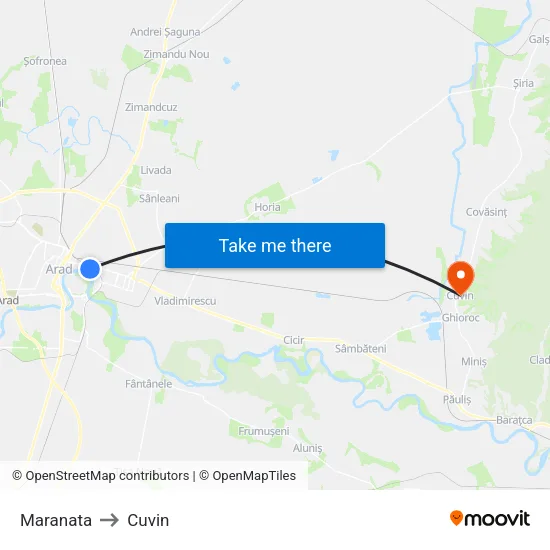 Maranata to Cuvin map