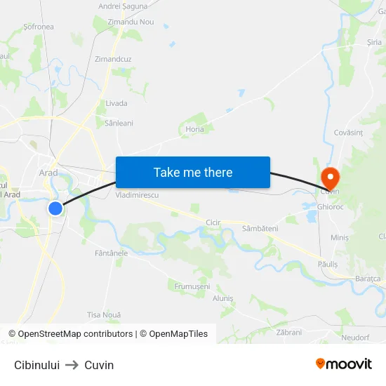 Cibinului to Cuvin map