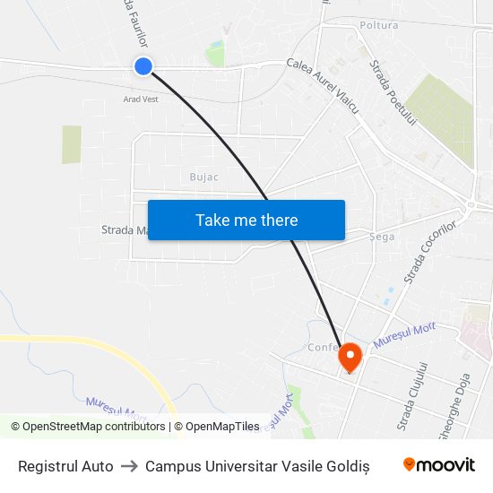 Registrul Auto to Campus Universitar Vasile Goldiș map