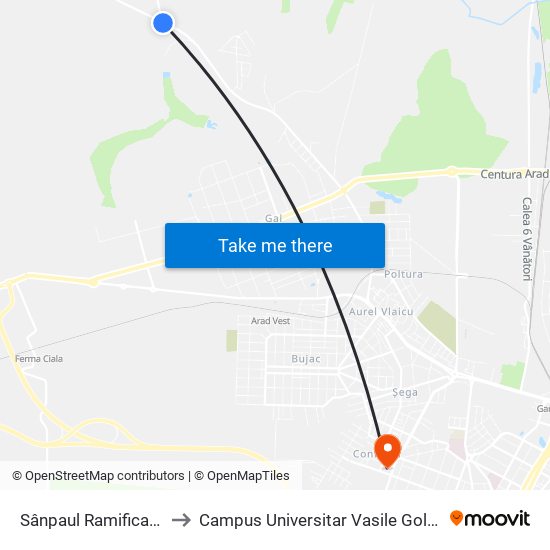 Sânpaul Ramificație to Campus Universitar Vasile Goldiș map