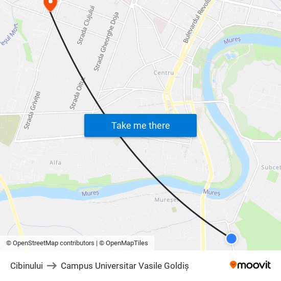 Cibinului to Campus Universitar Vasile Goldiș map