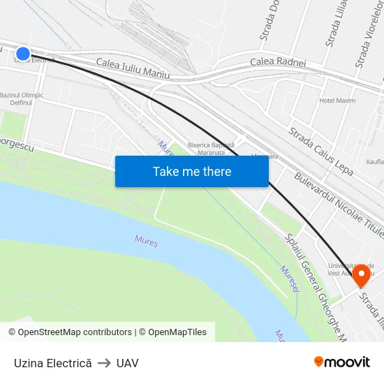 Uzina Electrică to UAV map