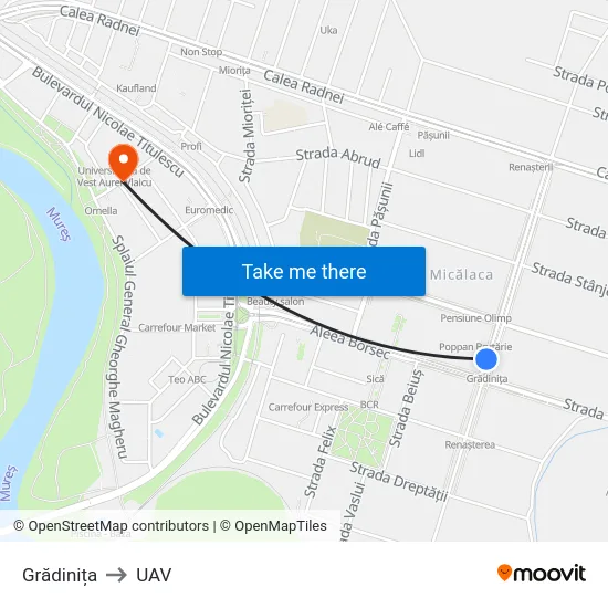 Grădinița to UAV map