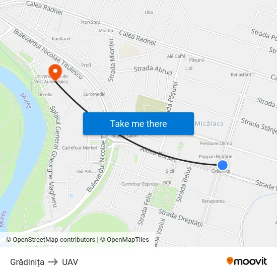 Grădinița to UAV map