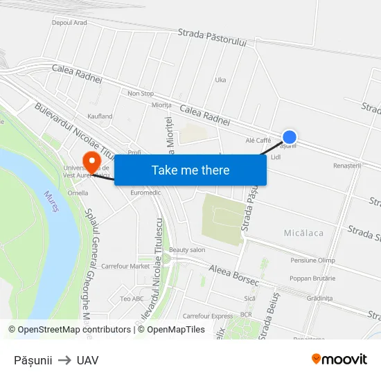 Pășunii to UAV map