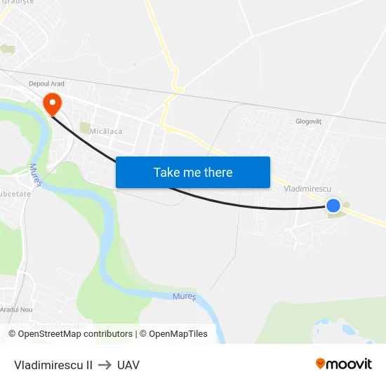 Vladimirescu II to UAV map