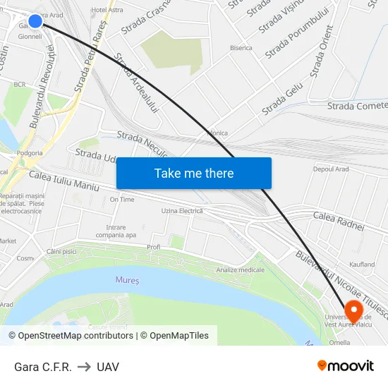 Gara C.F.R. to UAV map