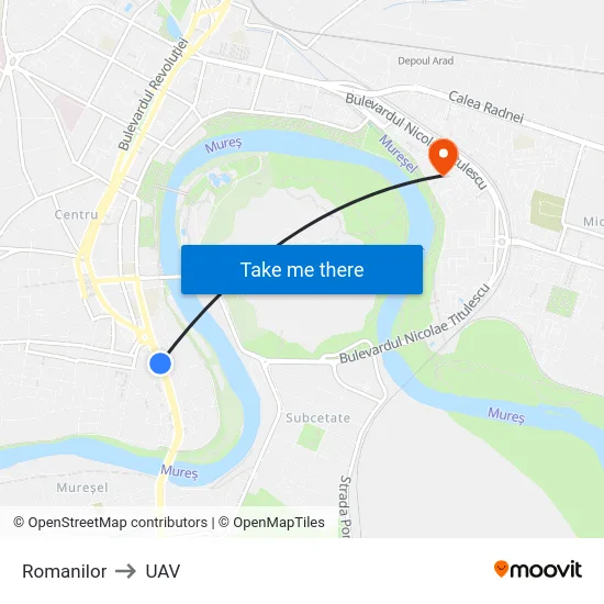Romanilor to UAV map