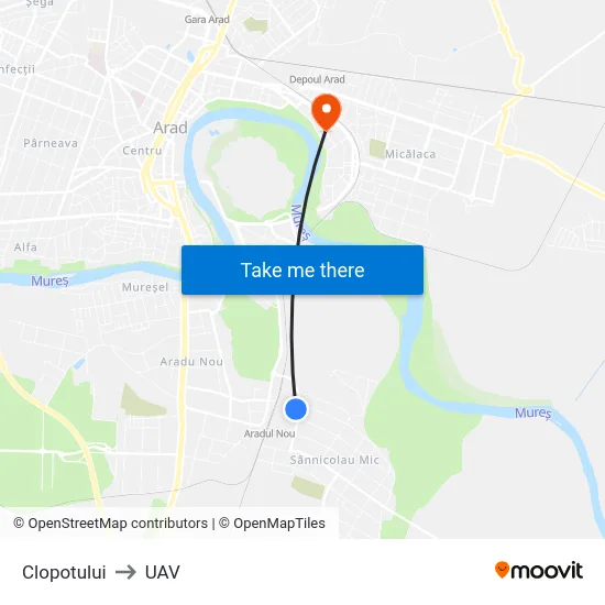 Clopotului to UAV map
