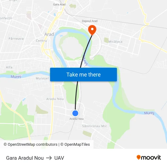 Gara Aradul Nou to UAV map