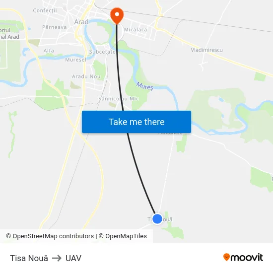 Tisa Nouă to UAV map