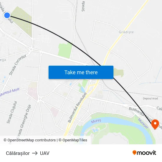 Călărașilor to UAV map