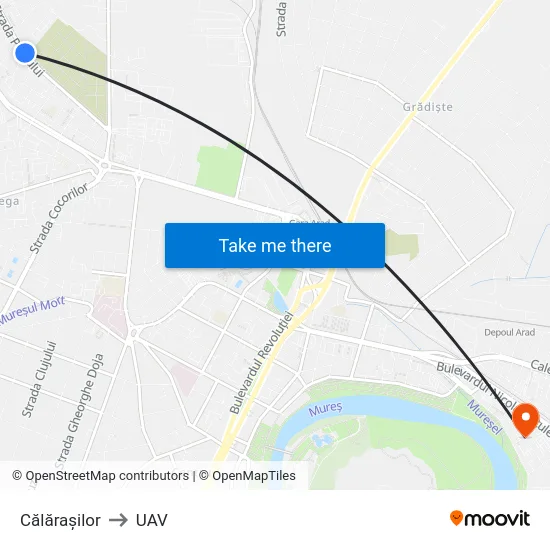 Călărașilor to UAV map
