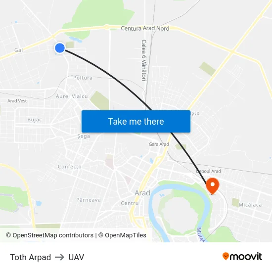 Toth Arpad to UAV map