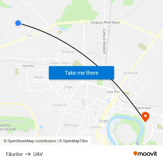Făurilor to UAV map