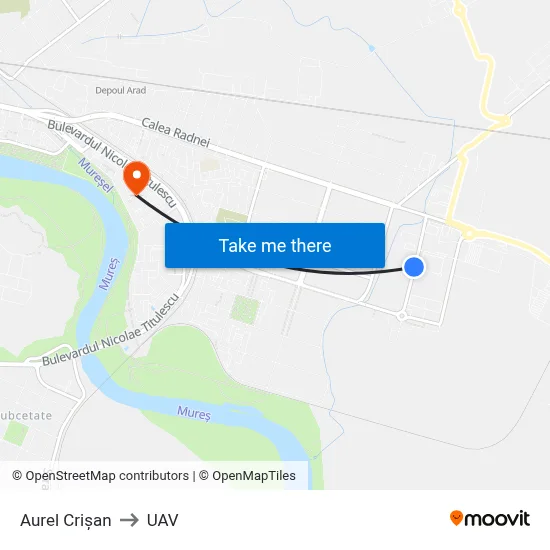 Aurel Crișan to UAV map