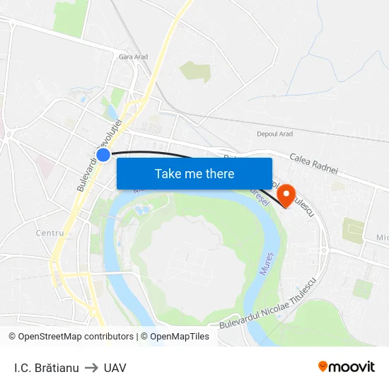 I.C. Brătianu to UAV map