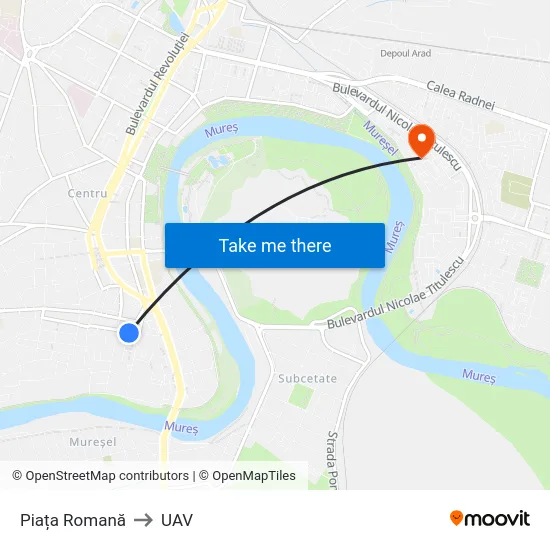 Piața Romană to UAV map