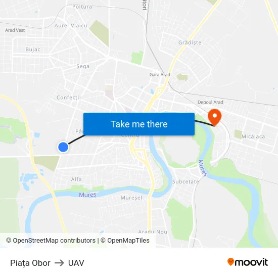 Piața Obor to UAV map