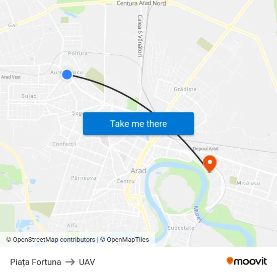 Piața Fortuna to UAV map