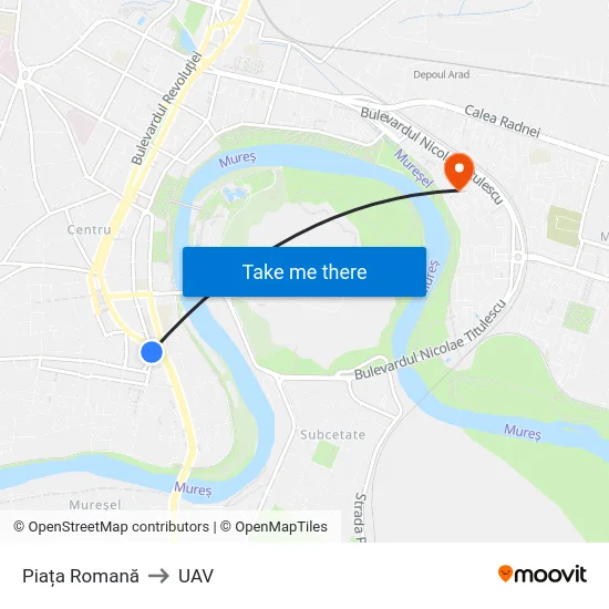 Piața Romană to UAV map