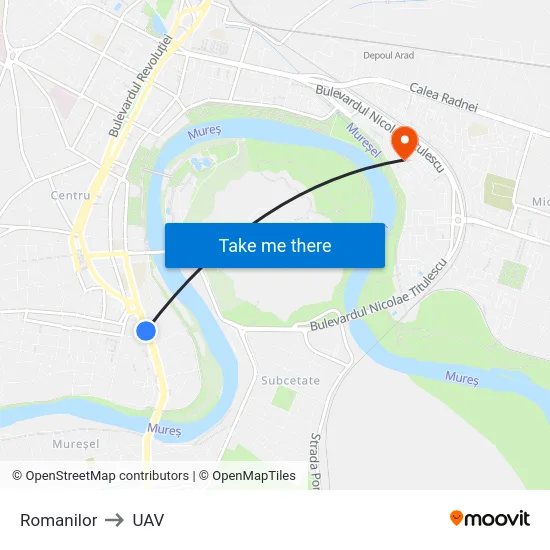 Romanilor to UAV map