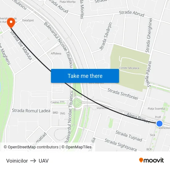 Voinicilor to UAV map