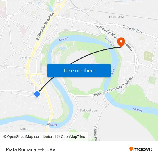 Piața Romană to UAV map