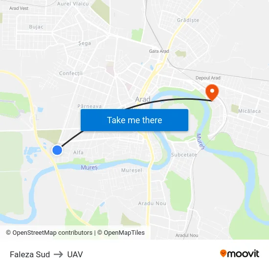 Faleza Sud to UAV map