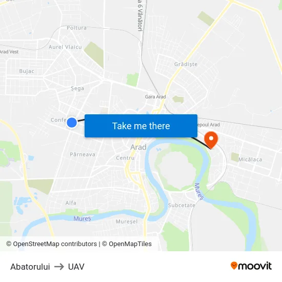 Abatorului to UAV map