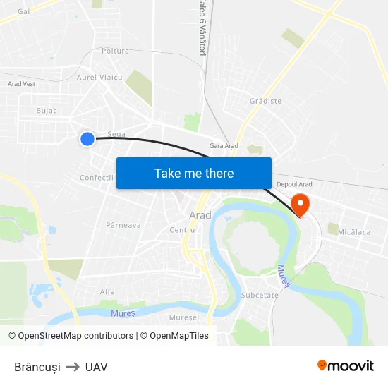 Brâncuși to UAV map