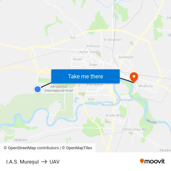 I.A.S. Mureșul to UAV map