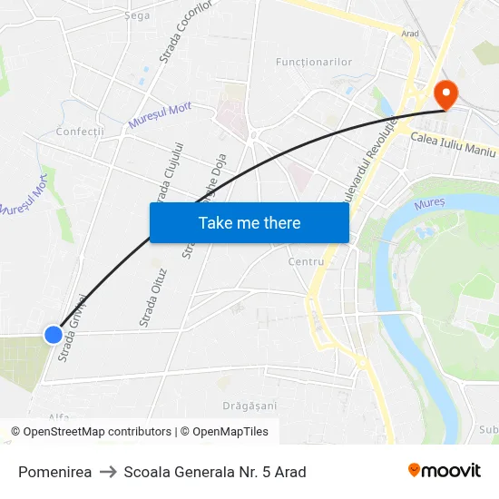 Pomenirea to Scoala Generala Nr. 5 Arad map