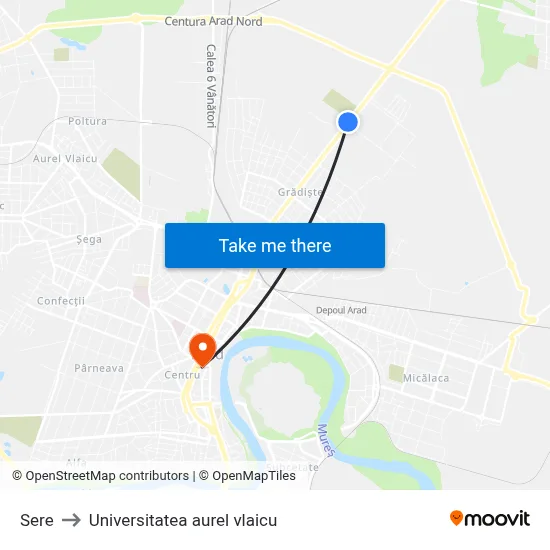 Sere to Universitatea aurel vlaicu map