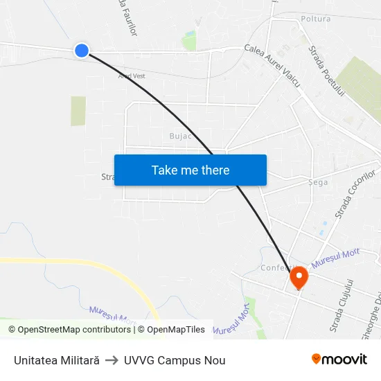 Unitatea Militară to UVVG Campus Nou map