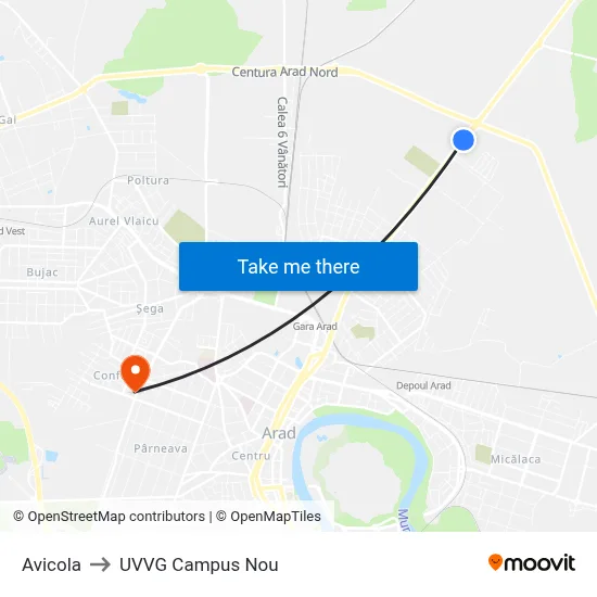 Avicola to UVVG Campus Nou map